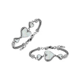 AB-7038-MOP Sterling Silver Heart Shape Bracelet With Mother Of Pearl